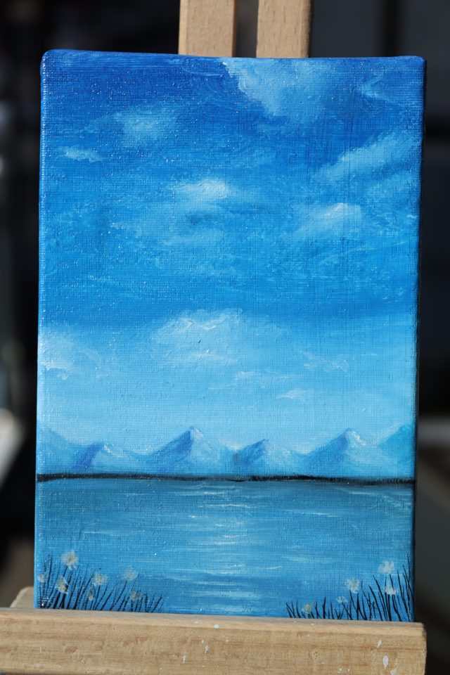 Blue Mountain Lake Mini Landscape Oil Painting