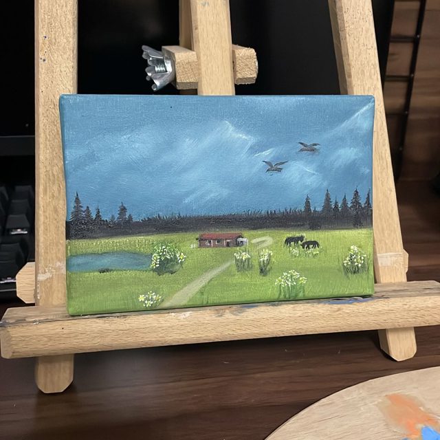 Countryside Cottage Mini Landscape Oil Painting