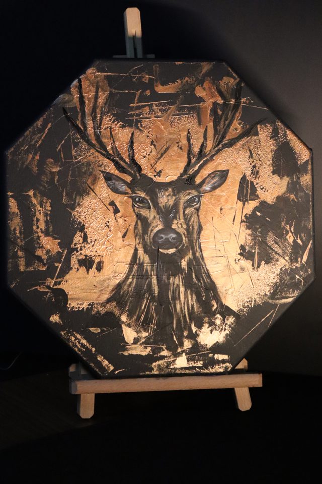 Metallic Deer Oil Painting