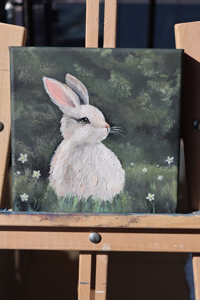 Meadow Rabbit Oil Painting