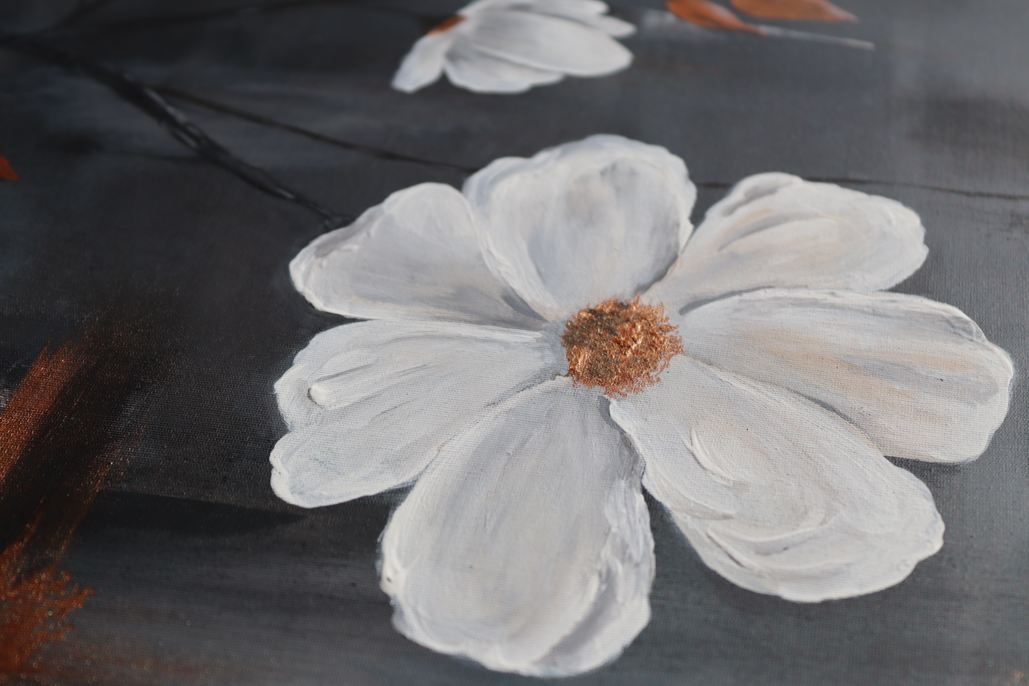 Golden Leaf Blossoms Oil Painting