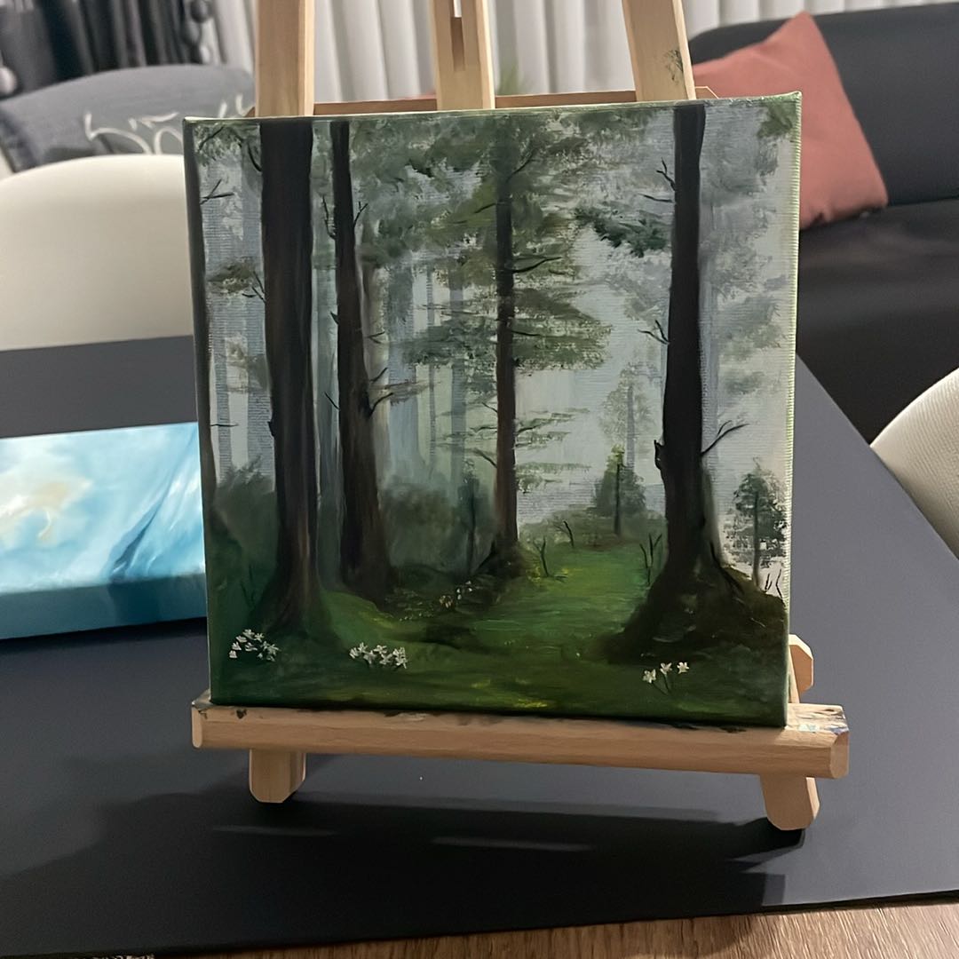 Misty Forest Oil Painting