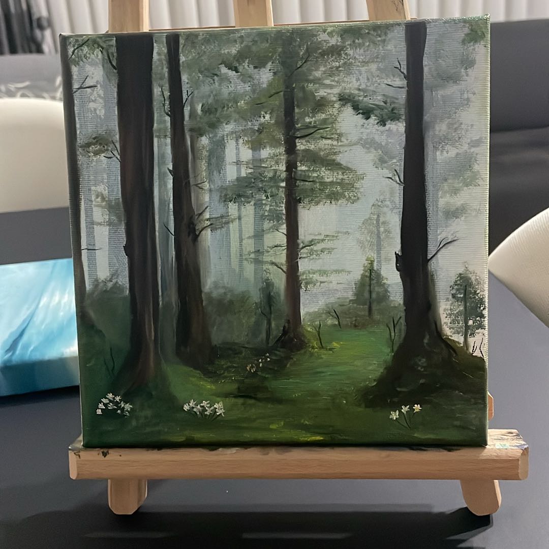 Misty Forest Oil Painting