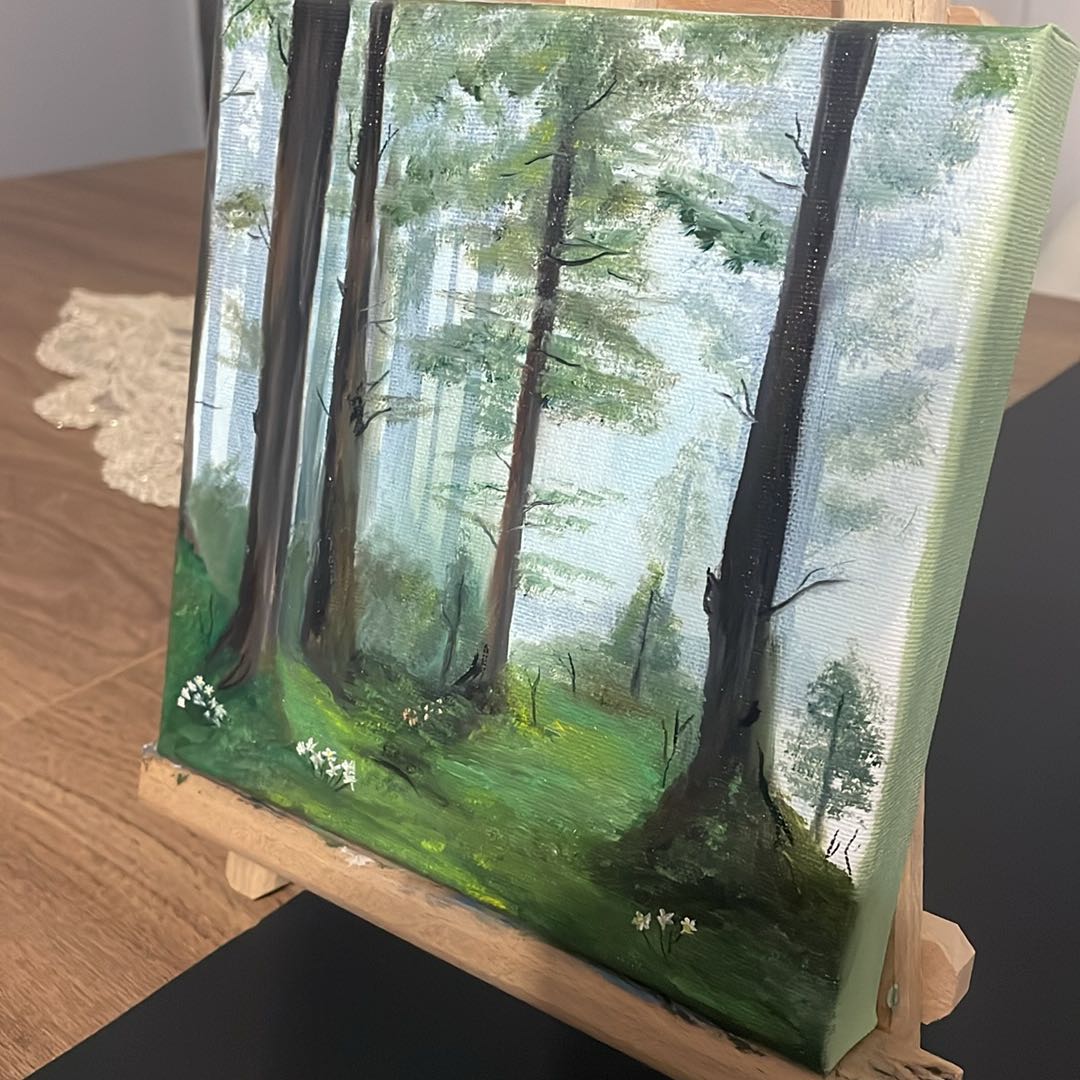 Misty Forest Oil Painting
