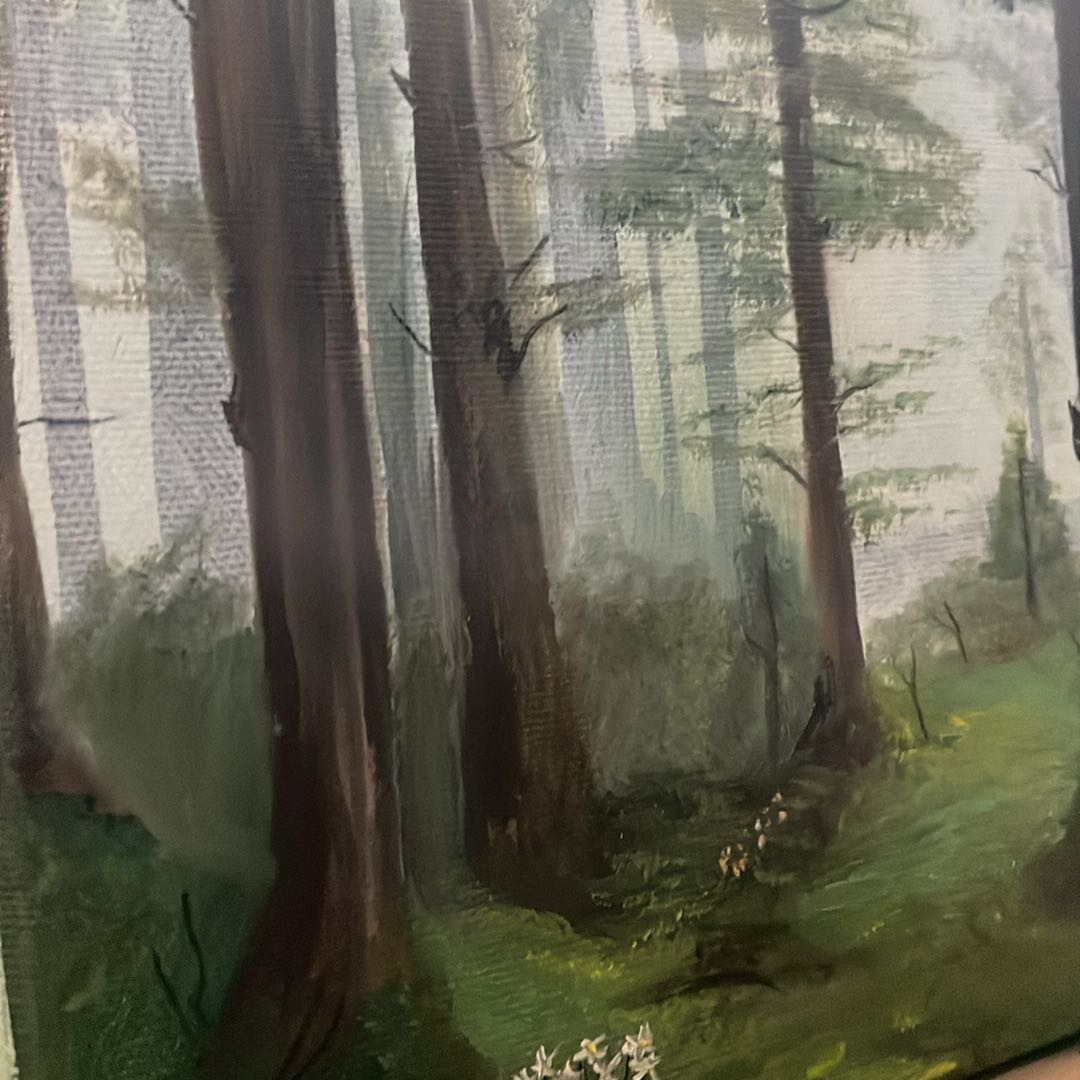 Misty Forest Oil Painting