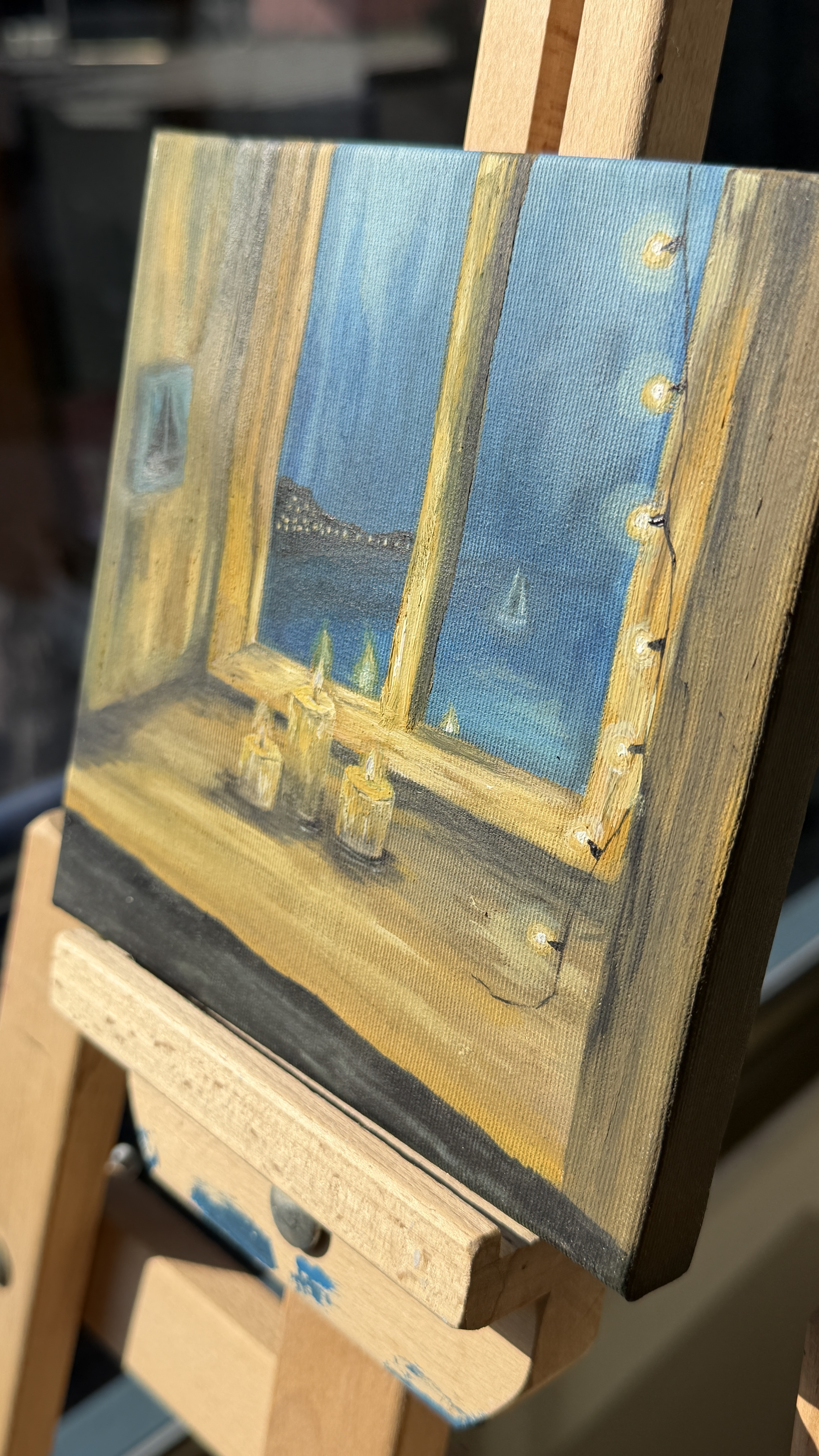 Candlelit Window Oil Painting