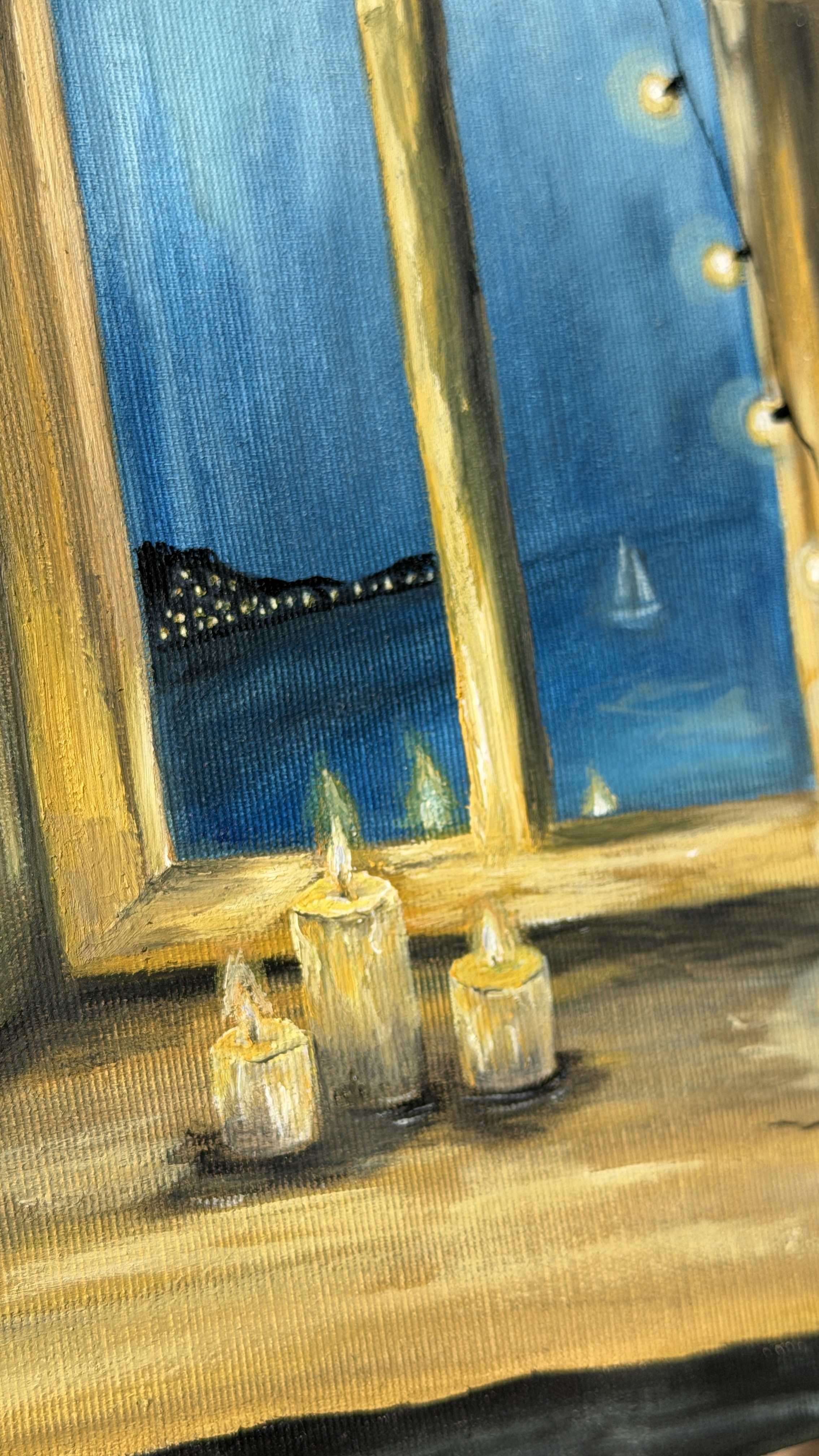 Candlelit Window Oil Painting