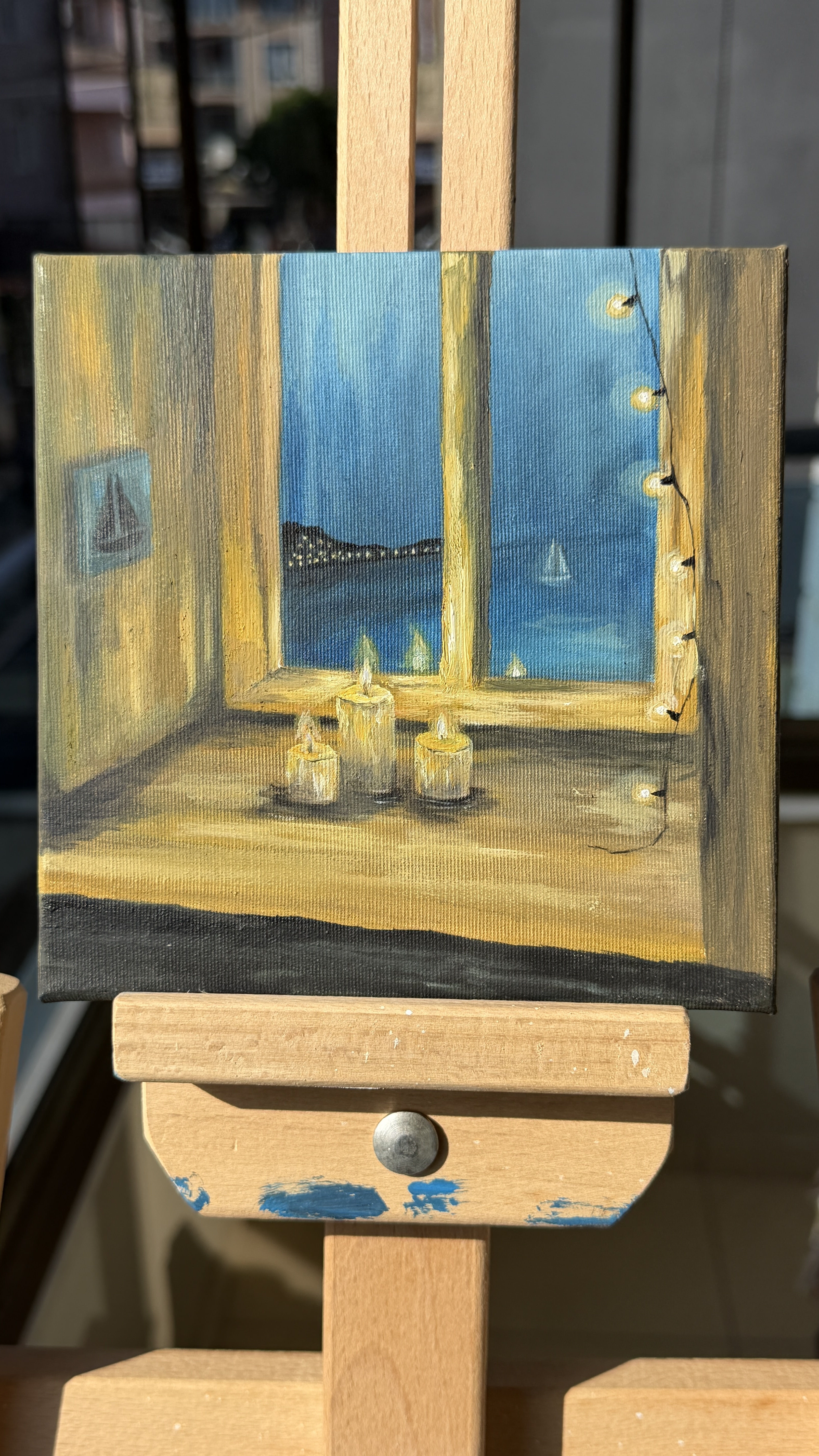 Candlelit Window Oil Painting