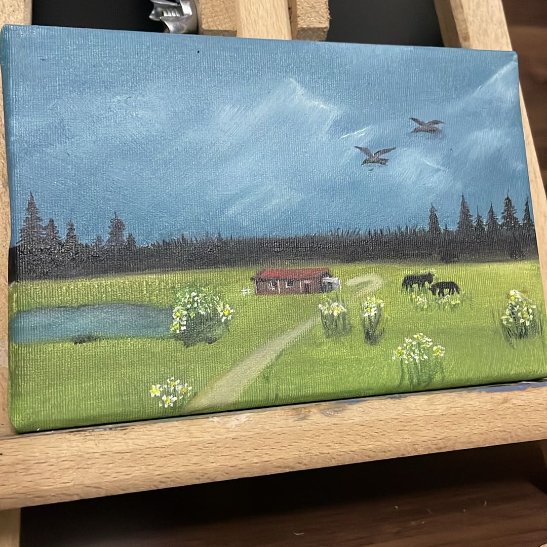 Countryside Cottage Oil Painting