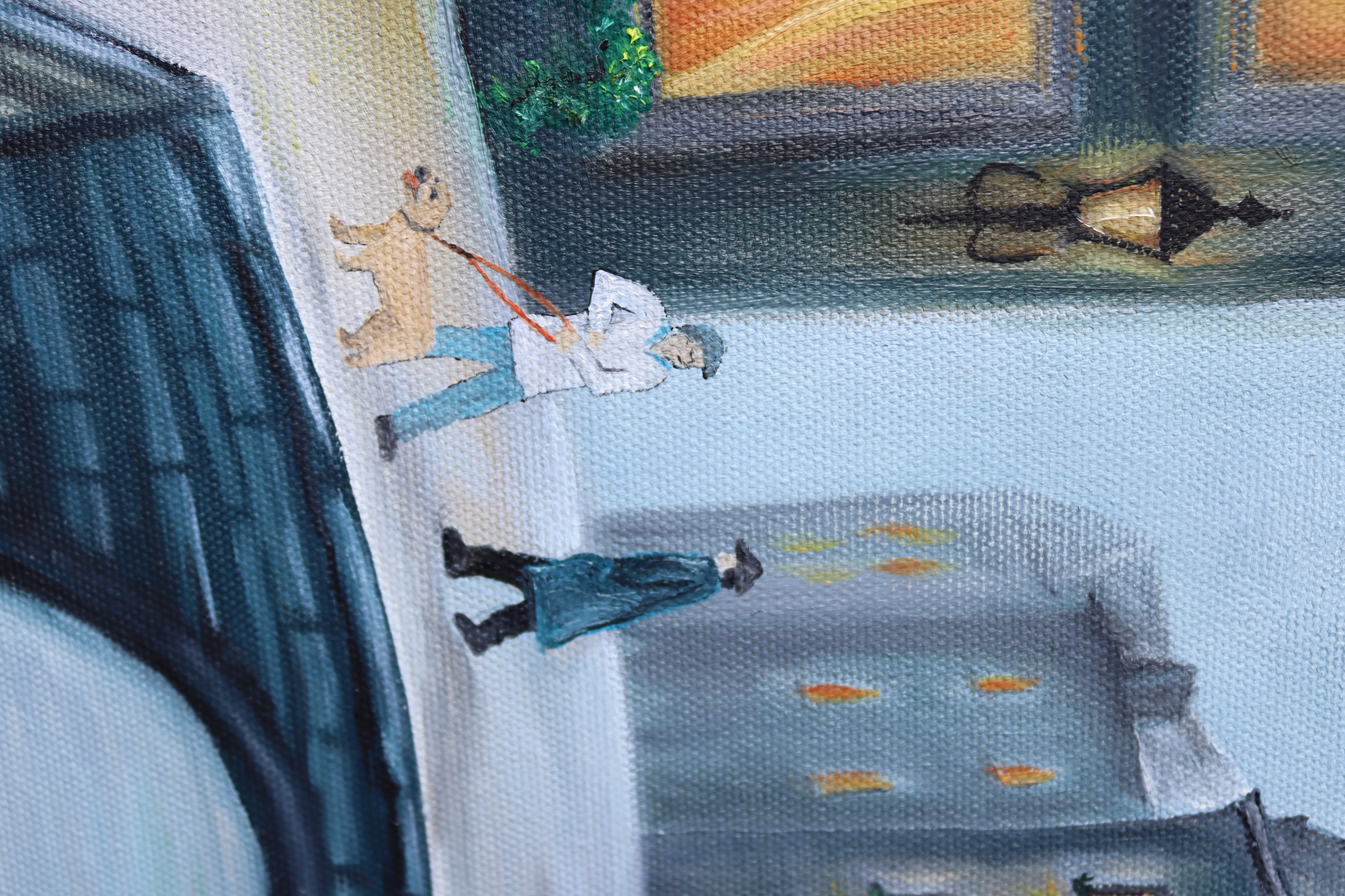 European Canal Town Oil Painting