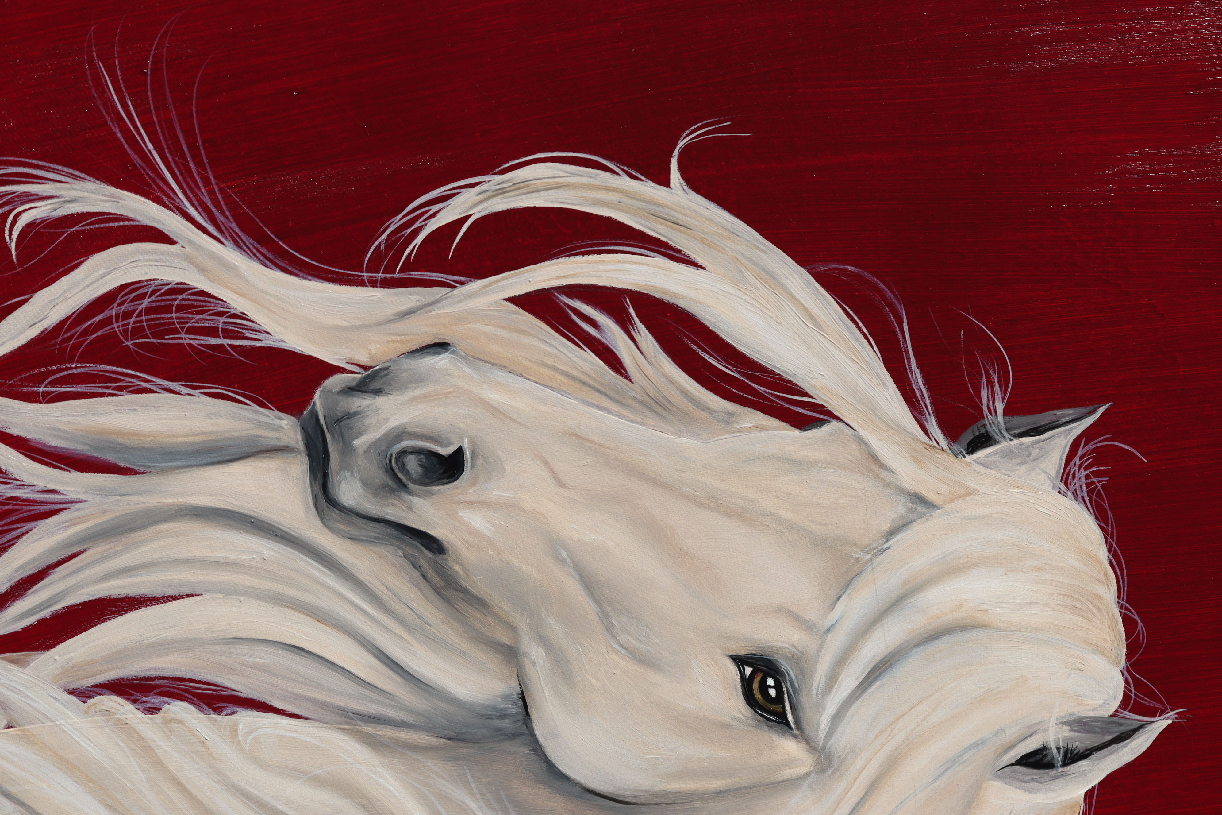 White Horse Portrait Oil Painting