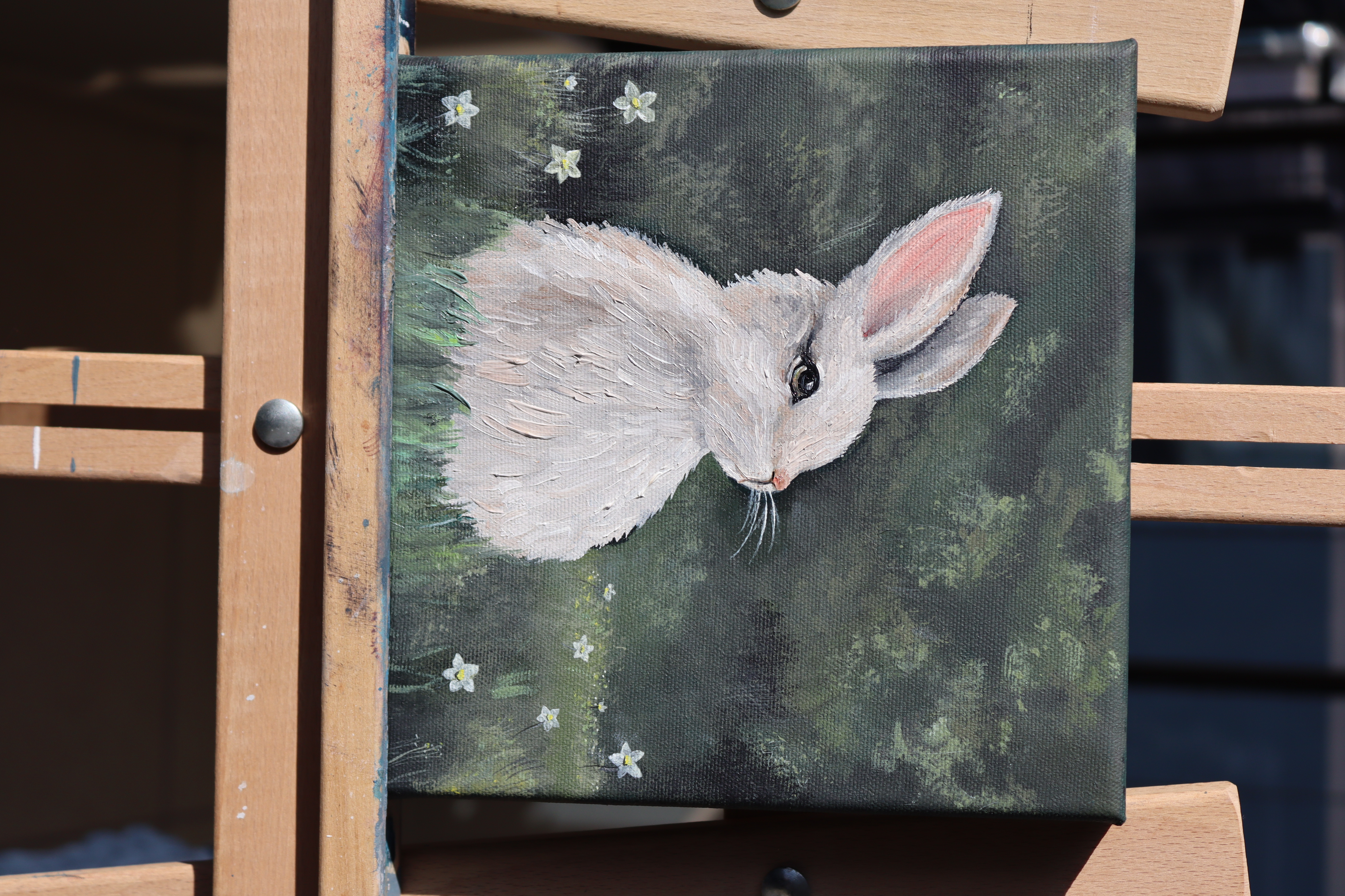 Meadow Rabbit Oil Painting