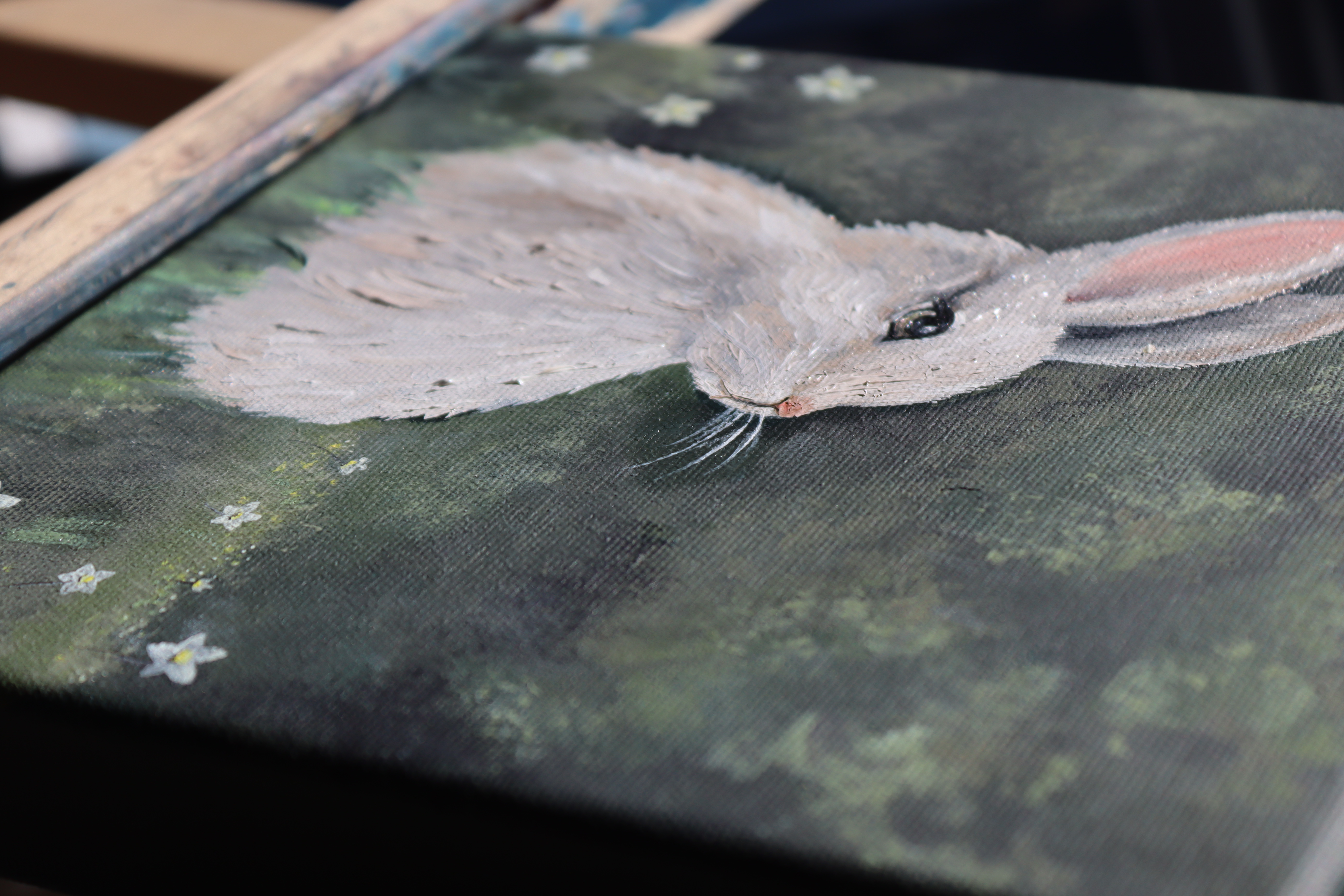 Meadow Rabbit Oil Painting